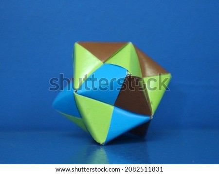 Close up of colorful modular origami paper star