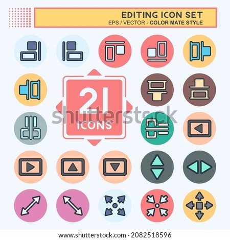 Icon Set Editing - Color Mate Style,Simple illustration,Editable stroke,Design template vector, Good for prints, posters, advertisements, announcements, info graphics, etc.