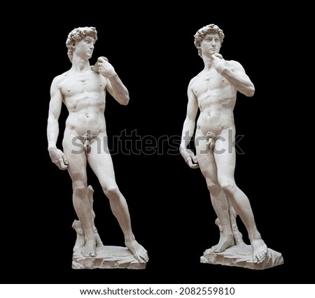 Statue of David isolate. Sculpture of the ancient Greek mythical hero David by the artist Michelangelo. Royalty-Free Stock Photo #2082559810