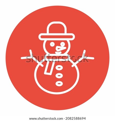 Icon vector graphic of snowman. Christmas elements. Icons in red circle style. Good for prints, flyer, posters, advertisement, logo, party decoration, greeting card, etc.