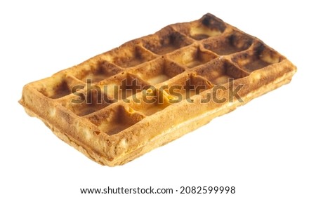 Waffles isolated on white background. Detail for design. Design elements. Macro. Full focus. Background for business cards, postcards and posters. Food object design. 