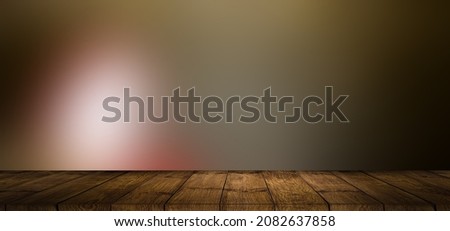 Bokeh background with empty wooden deck table for product montage display