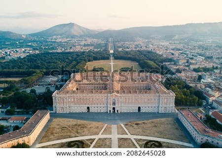 Reggia di Caserta Royal Palace and Gardens, aerial view. Caserta, Italy. Royalty-Free Stock Photo #2082645028