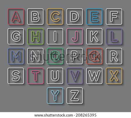 A to Z Capital alphabet letters in flat long shadows style. vector.