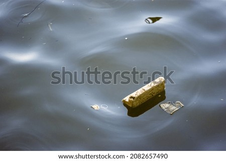 garbage floating on the surface of the water