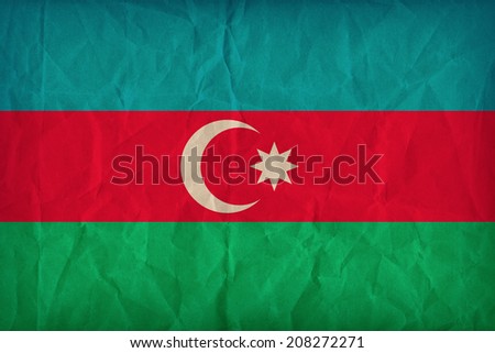 Azerbaijan flag pattern on the paper texture ,retro vintage style