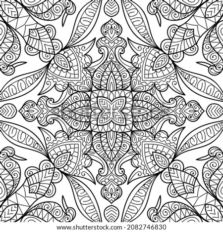 Decorative Mandala page zen tangle design colouring book page for adults vector illustration template Vintage, pattern, decorative, elements, Henna, Mehndi.
