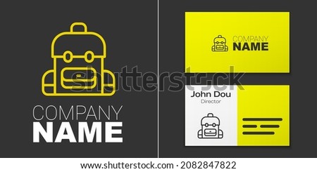 Logotype line School backpack icon isolated on grey background. Logo design template element. Vector