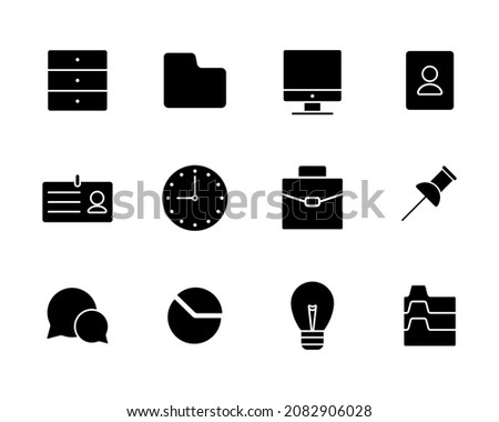 office icons set black style