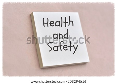 Text health and safety on the short note texture background
