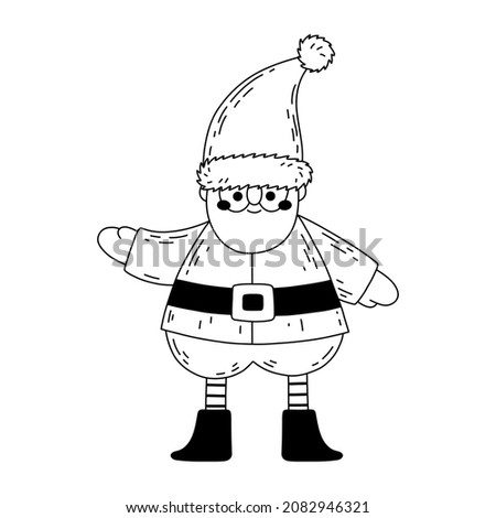 Doodle Santa Claus isolated on white background. Cute cartoon Santa character sketch.