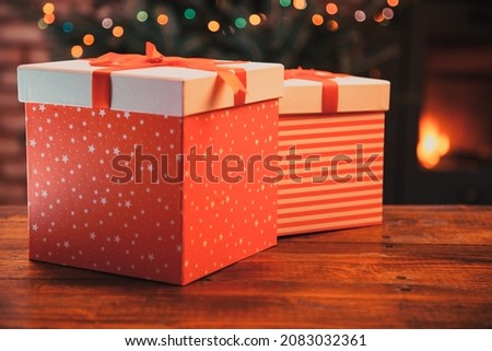 red gift boxes Christmas presents