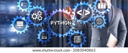 Python high level programing language. Communications Technology concept