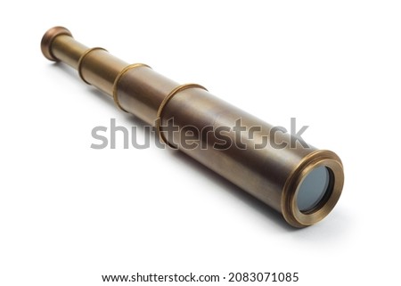 Antique naval spyglass telescope on a white background Royalty-Free Stock Photo #2083071085