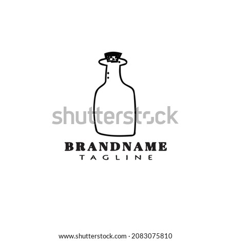 bottle with stopper logo cartoon icon design template black modern isolated illustration