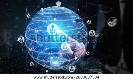 Human Resources Recruitment and People Networking conceptual . Modern graphic interface showing professional employee hiring and headhunter seeking interview candidate for future manpower. Royalty-Free Stock Photo #2083087384