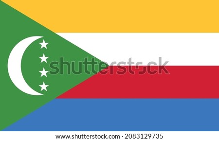 Flag Vector of Comoros, Africa, Isolated on White Background.