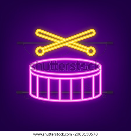 Music neon icon in flat style. Music, voice, record icon. Vector stock illustration