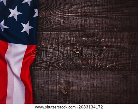 Beautiful postcard with the American Flag and place for your congratulatory letter. Closeup, no people, textured surface. Congratulations for family, relatives, friends and colleagues