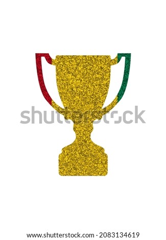 Winner cup silhouette in colors of national flag. Guinea