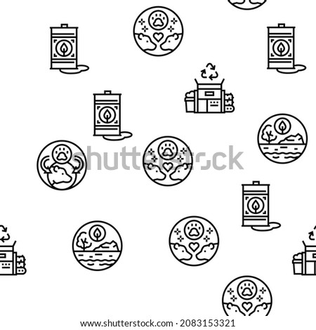 Ecology Protective Technology Vector Seamless Pattern Thin Line Illustration