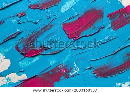 Blue color textured background, paint brush , space for text