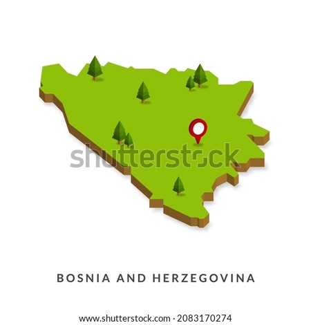 Isometric Map of Bosnia and Herzegovina. Simple 3D Map. Vector Illustration - EPS 10 Vector