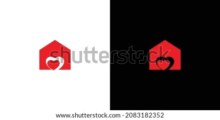 Simple and modern love house logo design