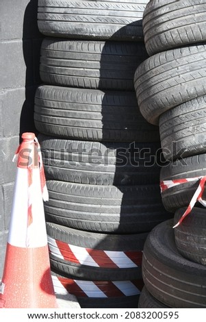stacked tires in Alicante province, Spain