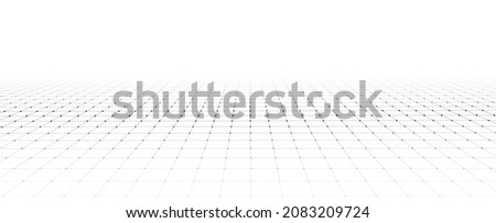 Technology wireframe landscape. Vector perspective grid. Digital space. Mesh on a white background. Royalty-Free Stock Photo #2083209724
