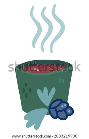 Winter hot drink illustration isolated on white background. Simple cute style. Suitable for tea, coffee, grog, mulled wine.