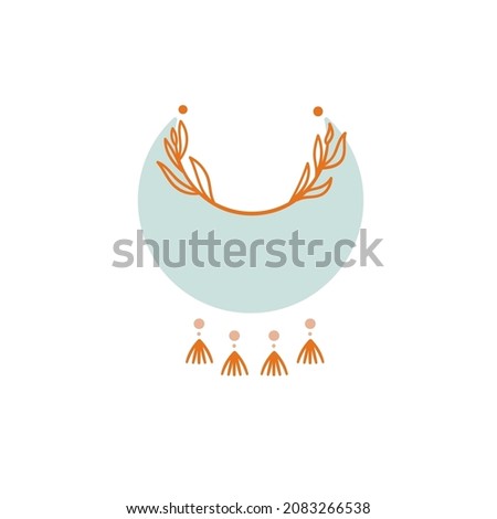A crescent moon in boho style. Vector clipart