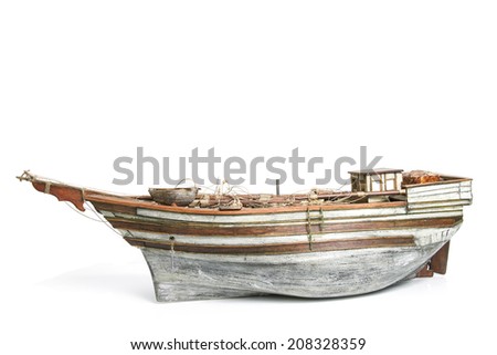 Old Model Boat Isolated on White