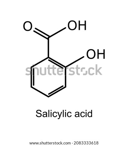 Vector illustration of structural formula of salicylic acid molecule on white background. Royalty-Free Stock Photo #2083333618
