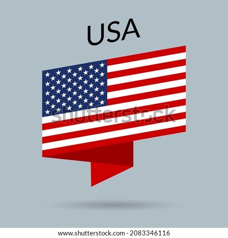 USA flag icon. American national emblem in origami style. 