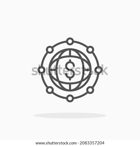 Global Economy icon. Editable Stroke and pixel perfect. Outline style. Vector illustration. Enjoy this icon for your project.