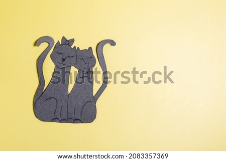 Cardboard applique romantic cats close-up