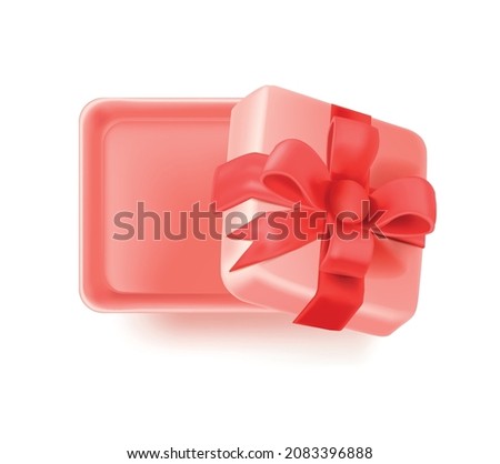 Pink gift box. 3D soft romantic present for lovers, vector illustration isolated on white background