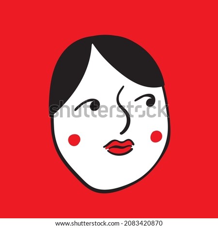 Abstract Traditional Japanese girls Face Illustration, Traditional Japanese Makeup Illustration