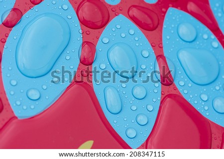 Water drops on colored surface