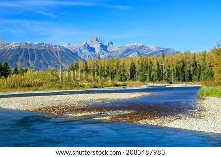The Elk River is a 220-kilometre long river, in the southeastern Kootenay district of the Canadian province of British Columbia. Royalty-Free Stock Photo #2083487983