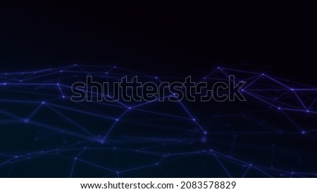 Abstract connected dots and lines surface background. Communication and technology network concept with moving lines and dots Royalty-Free Stock Photo #2083578829