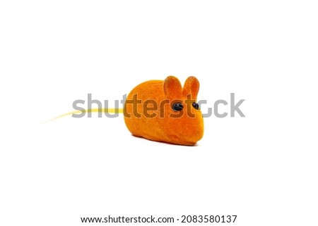 Mouse toy for cat isolated on white background close up