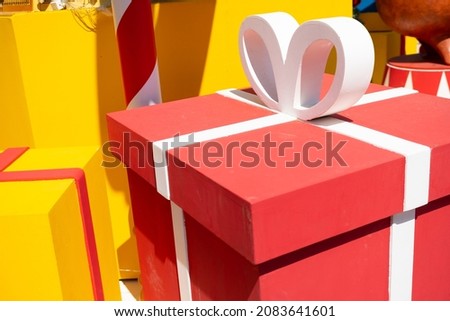 Beautiful Christmas gift boxes. Gift boxes with a large bow 