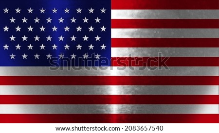 USA national flag. Flat image vector with metallic look. 3d shadow and light on surface.