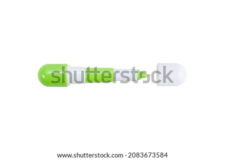 pen ,green and white with cover isolated on white with clipping path include for design usage purpose