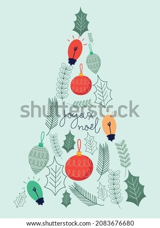 joyeux noel tree illustration design