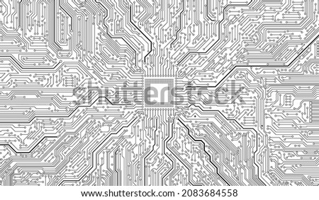 CPU Chip on Motherboard. Central Computer Processors CPU concept. Quantum computer, large data processing, database concept. Futuristic microchip processor. Digital chip. Royalty-Free Stock Photo #2083684558