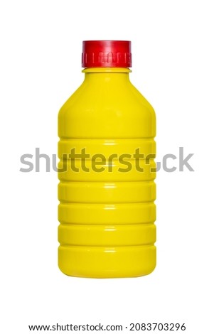 Yellow pesticide bottle with Red Cap on white background