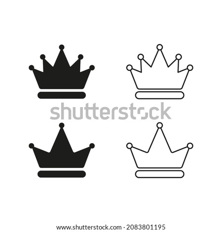 Crown icon vector set. Royal king sign. Kingdom royal crown symbol. Winner imperial icon isolated on white background.